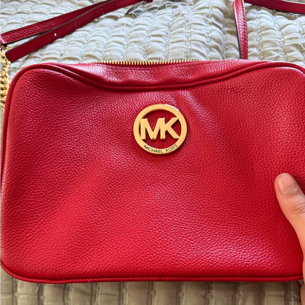 Michael Kors Red Leather Crossbody Bag